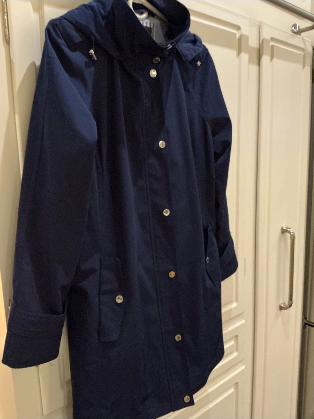 London Fog Navy Hooded Trench Coat